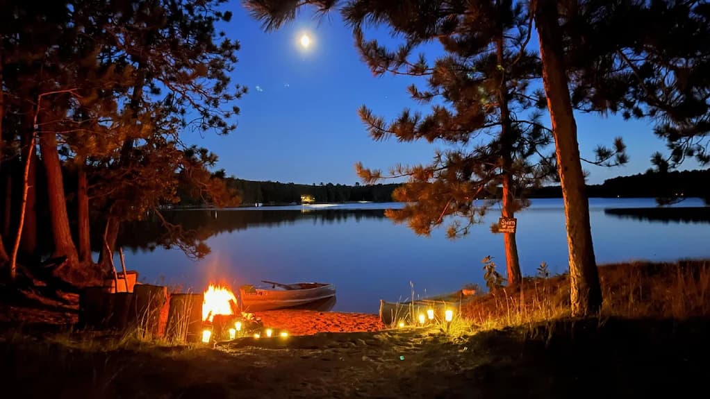 Northern Wisconsin cabin exterior surrounded by woods