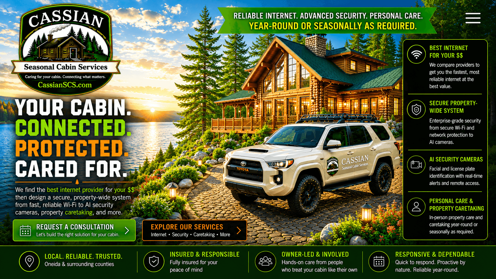 Cassian Seasonal Cabin Services connected cabin services
