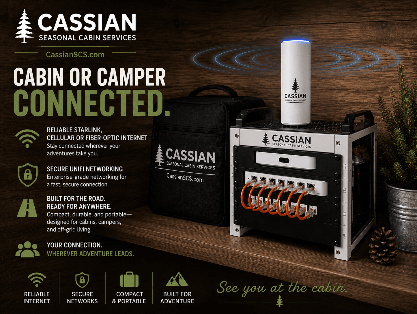 Cassian cabin or camper connected mini rack advertisement
