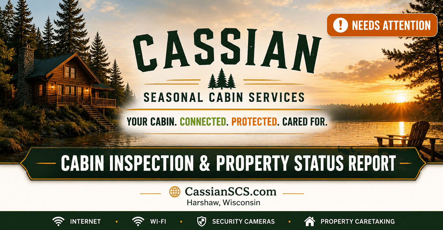 Cassian Seasonal Cabin Services cabin inspection and property status report