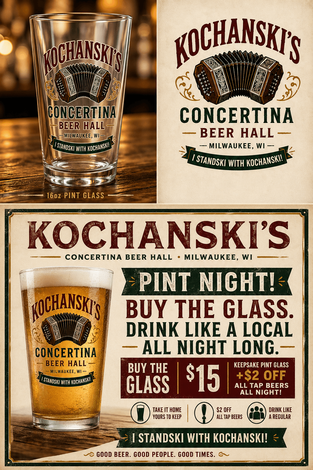 Kochanski's Pint Glass Promo concept