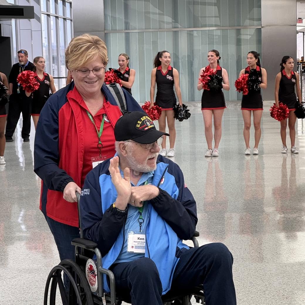 Veterans and guardians arrive together.
