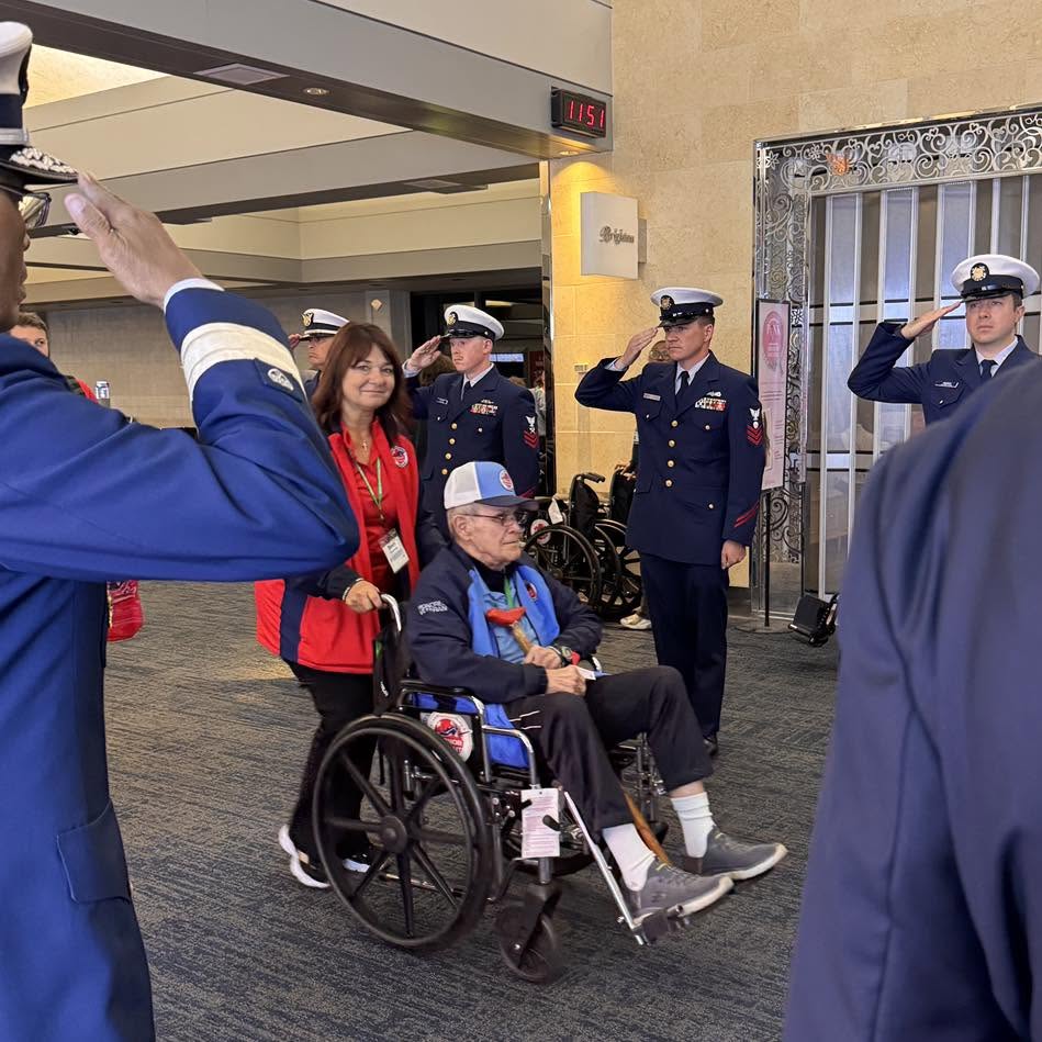 A salute for a returning veteran.