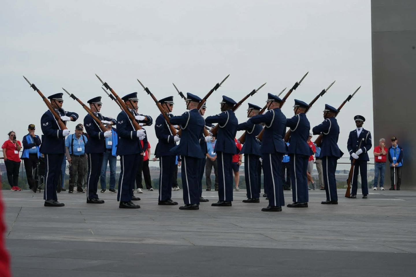 Another moment from the drill team presentation at the Air Force Memorial.
