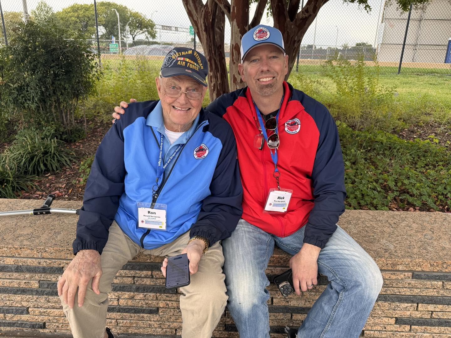A veteran and guardian share a moment during the Pentagon memorial stop.